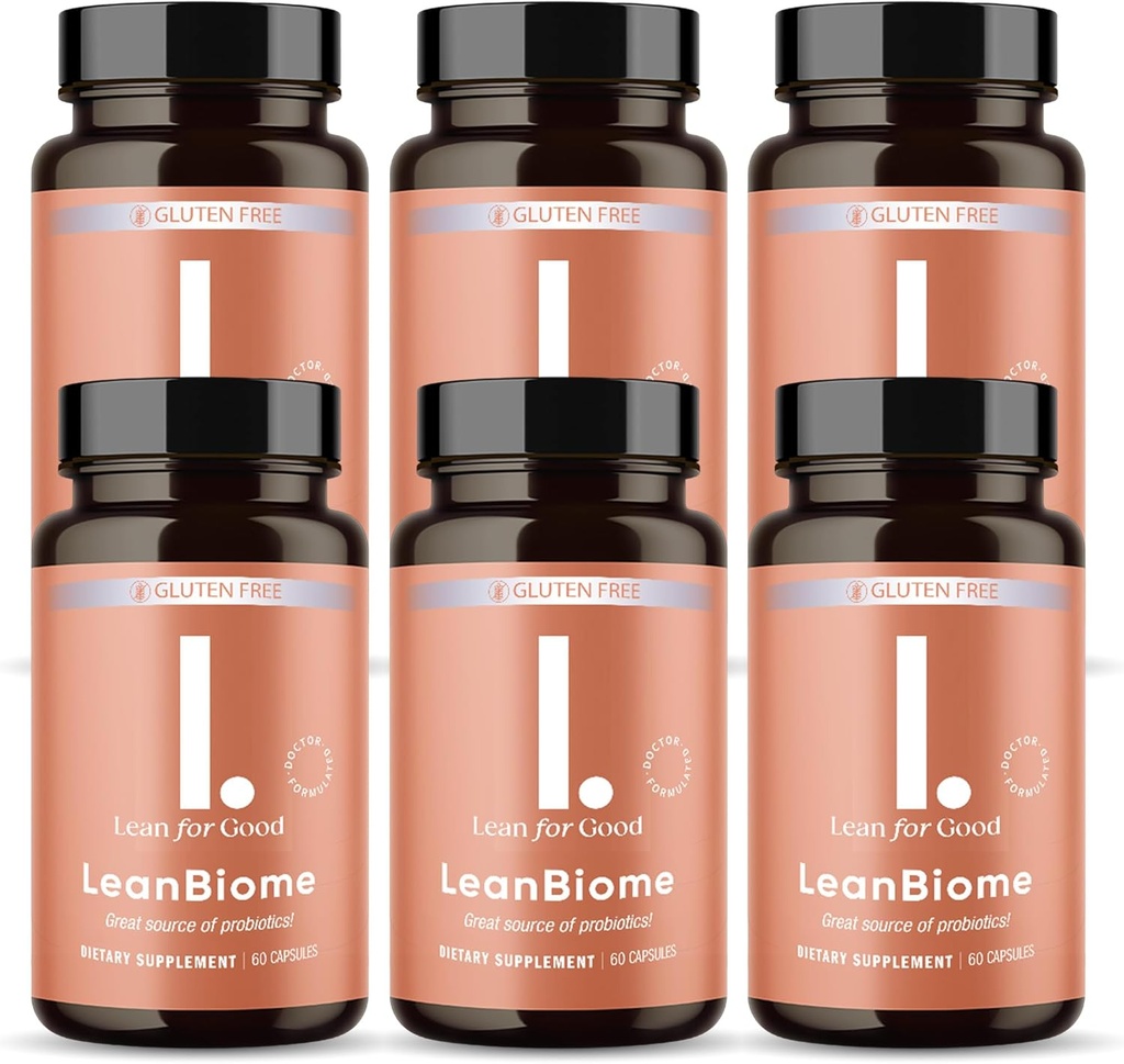 LeanBiome, 9-Strain Probiootti Formula, tukee tasapainotettu Gut Microbiome, Tehokas Gut Probiootit Greenselect Phytosome - 60 kapselia, 6 pakkaus