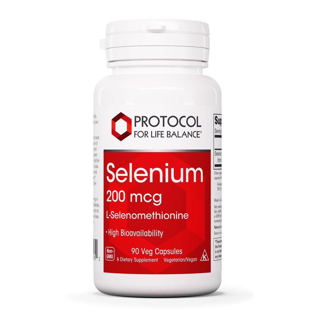 Protokolla Selenium 200mcg - Immunosupport, Kilpirauhasen ja eturauhasen terveys* - Seleenilisät - Kasvissyöjä, Kosher & Halal - 90 Veg Caps