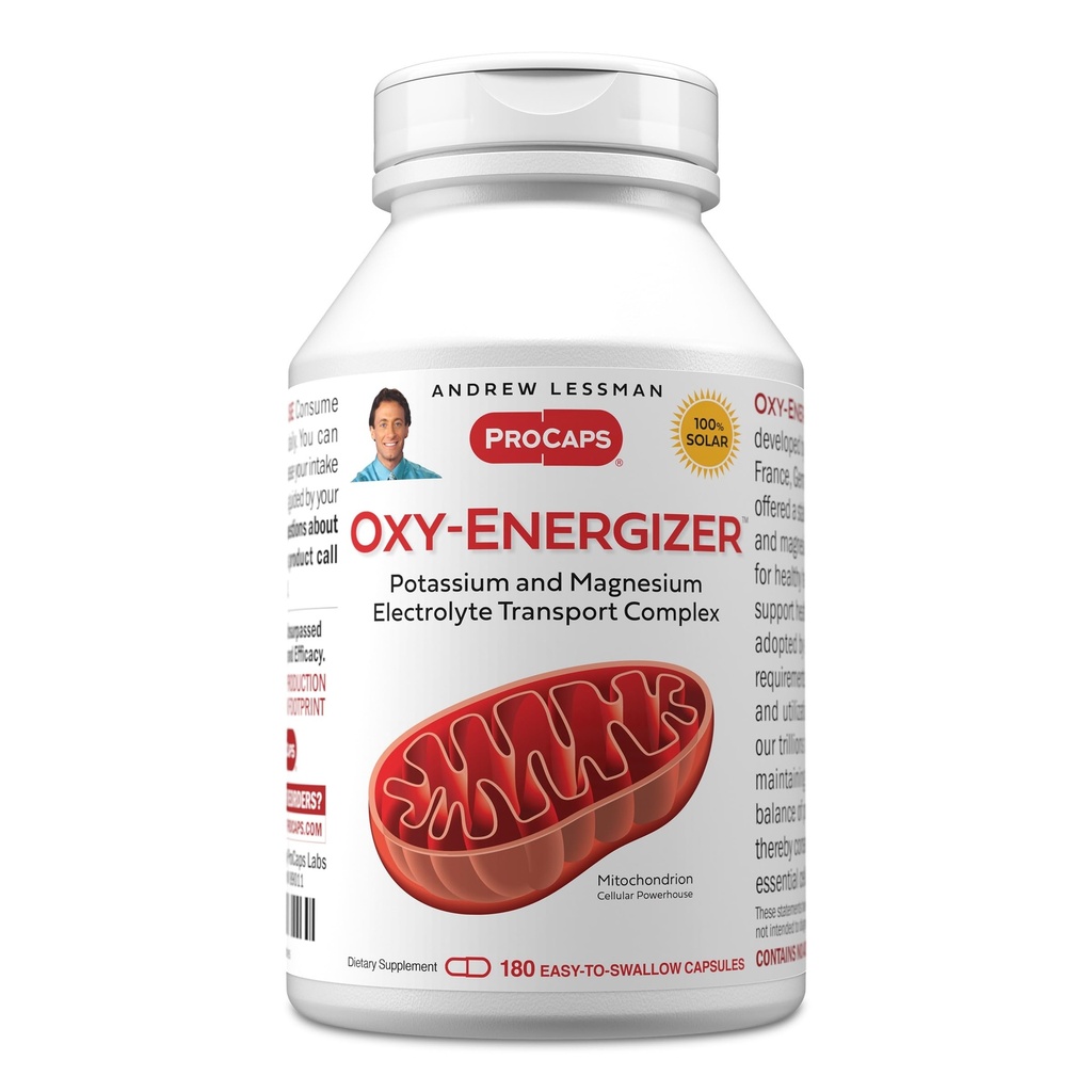 ANDREW LESSMAN Oxy-Energizer 180 kapselia - Yhdistelmä kaksi Vital Electrolyte-Minerals Kalium-Magnesium Aspartate-Citrate Complex tukemaan optimaalinen solujen energiantuotanto. Ei lisäaineita
