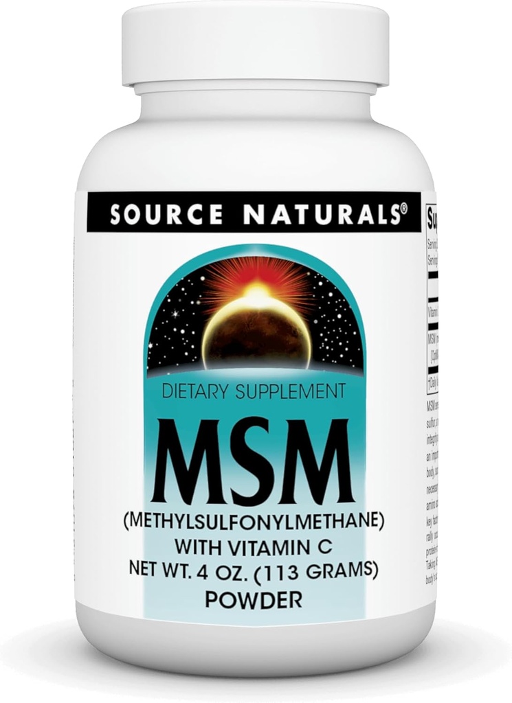 Lähde Naturals MSM (Metyylisulfonyylimetaani), C-vitamiini - jauhe, 4 Ounce