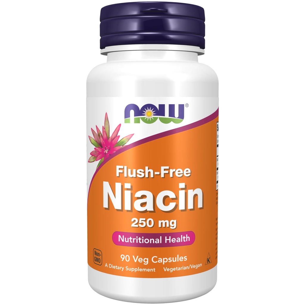 Nu livsmedelstillskott, Niacin (Vitamin B-3) 250 mg, Flush-Free, Nutritional Health, 90 Veg kapslar
