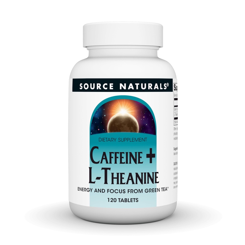 Source Naturals Cofeine + L-Theanine, Energy and Focus Support from Green Tea* - 120 tablettia