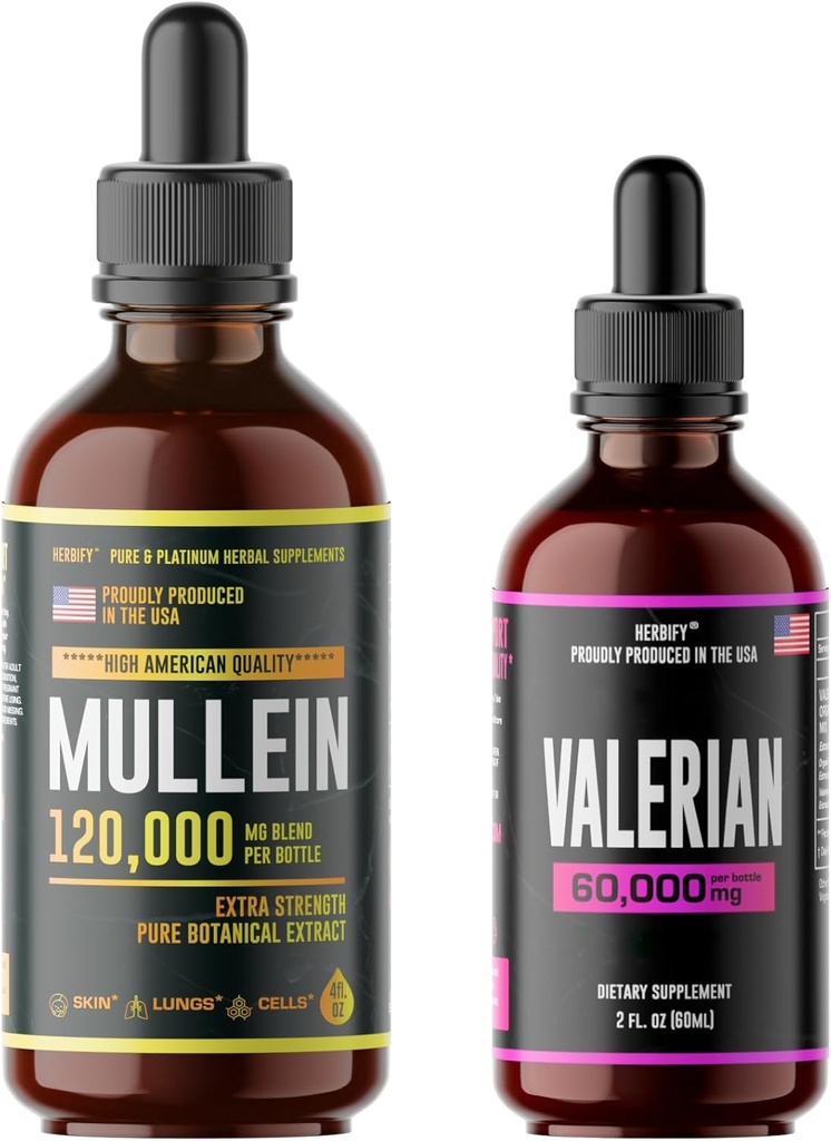 HERBIFY Bundle - Mullein Leaf Extract & Valerian Root Tincture - Andningsstöd & Nervous System Support