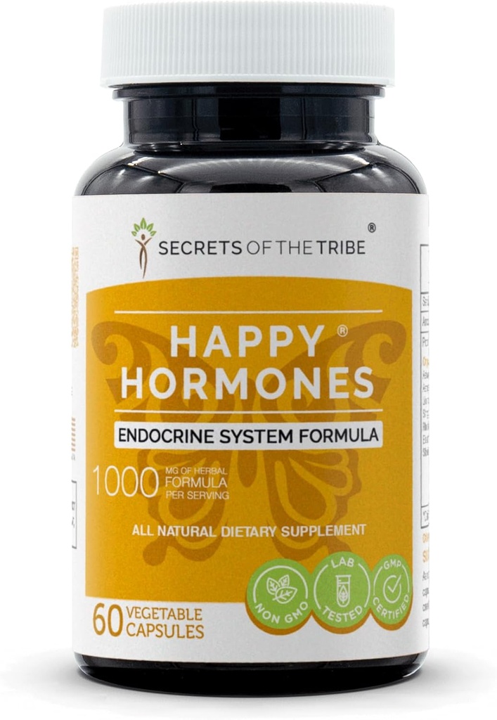 Hemligheter i stammen - Lyckliga hormoner, endokrina systemformel, växtbaserade tillskott blend (60 kapslar)