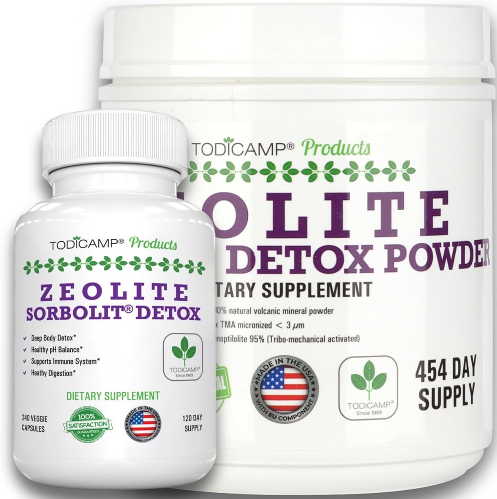 Zeolite Detox Pack Vähintään 120 päivän tarjonta Zeolite Kapselit ja Zeolite Powder Bundle
