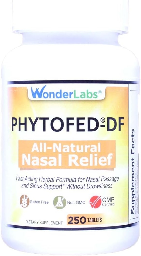 Wonder Laboratories Phytofed-DF Kaikki luonnolliset Nasal Relief ja Decongestant, 250 tablettia