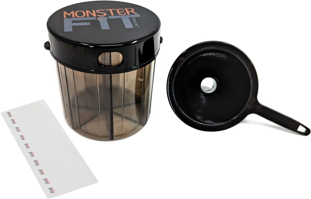 Monster Fit Supplement Lääkkeet pilleri Jakelija Täyttö Funnel ja Labels, Extra Large Pill Container kahvat Lähes kaikki täydentää (Monster Funnel)