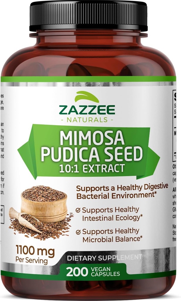 Zazzee Mimosa Pudica Seed 10:1 uute, 200 vegaanista kapselia, 1100 mg, 3+ kuukauden toimitus, Potent 10:1 uute, ei-muuntogeeniset ja kaikki luonnolliset