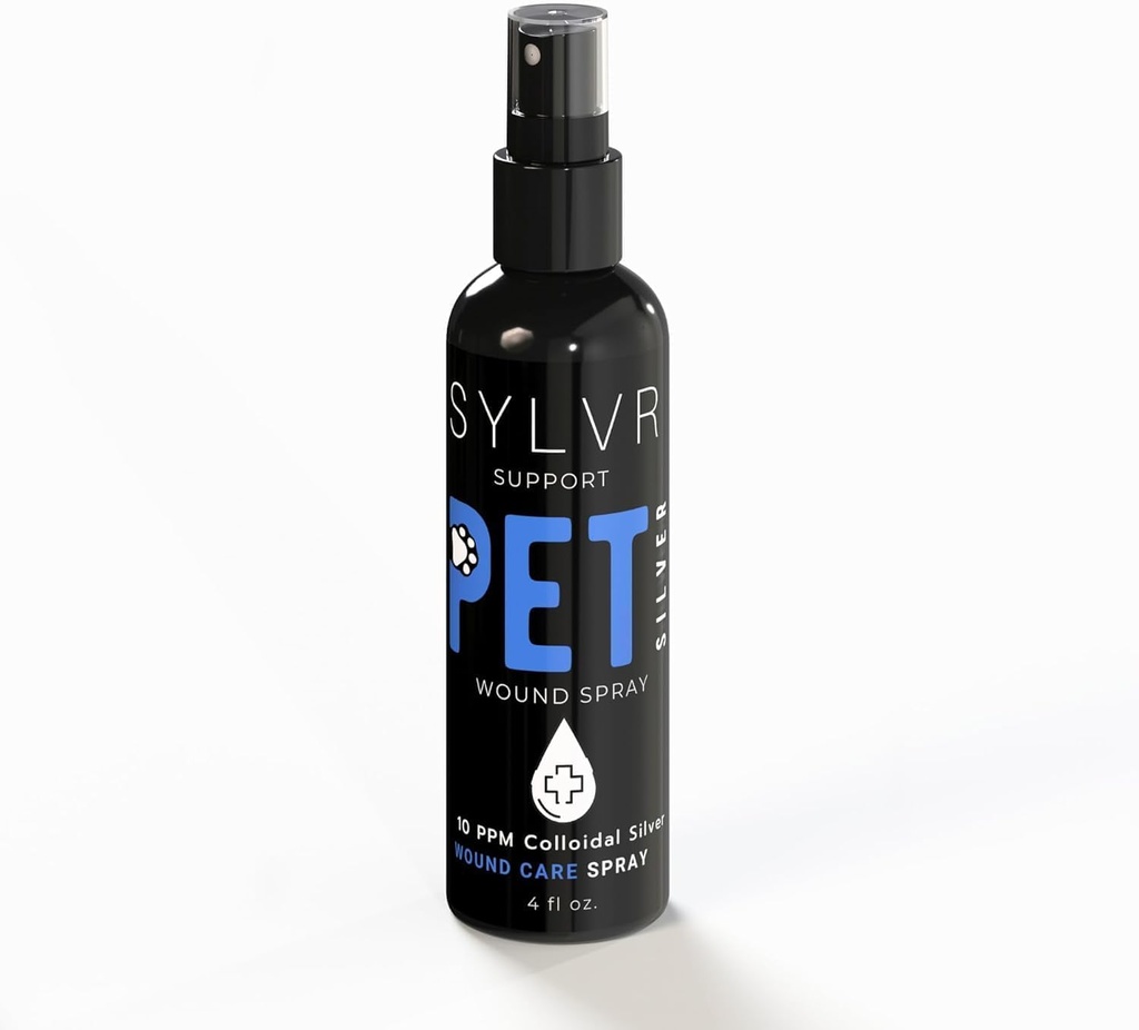 SYLVR WELLNESS- Colloidal SilverSol Pet, Dog, Cat, Wound & Skin Spray med Nano Silver, Made in USA, All Natural (4 oz.)