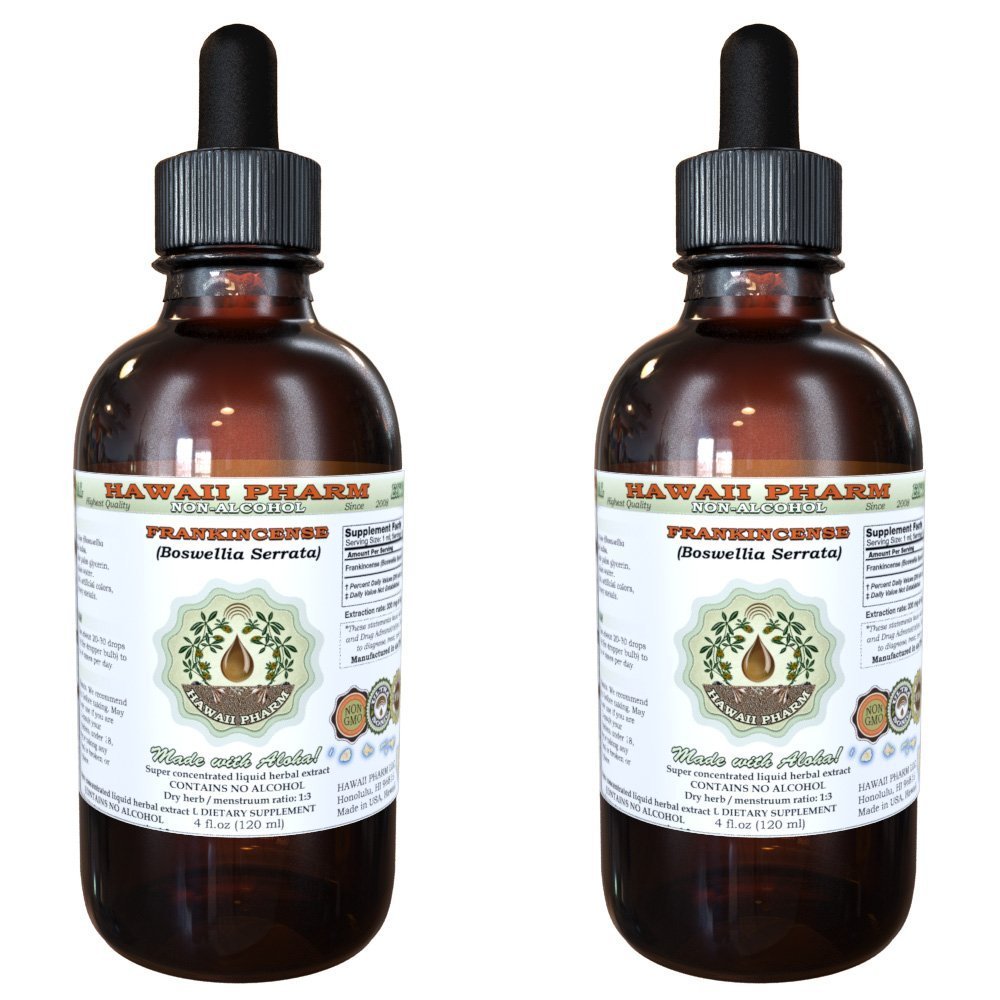 Frankincense Alkoholfri flytande extrakt, Frankincense (Boswellia Serrata) Torkade Resin Glycerite Hawaii Pharm Natural Herbal Supplement 2x4 oz