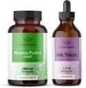 HERBAMAMA Mimosa Pudica ja Milk Thistle Kit - 1 000 mg Mimosa Pudica kapselit & Maito Thistle Tincture 4 fl oz - Vegaani, ei-GMO, sokeri ja alkoholiton - 2 pakkaus