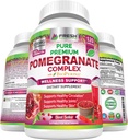 Premium Pomegranate Juice Powder Supplement 1200mg, stöder hälsosamt blodtryck, gemensamma, hud och antiålder med bioperin svartpeppar, kraftfull antioxidant med vitamin C & K, 120 Vegan kapslar