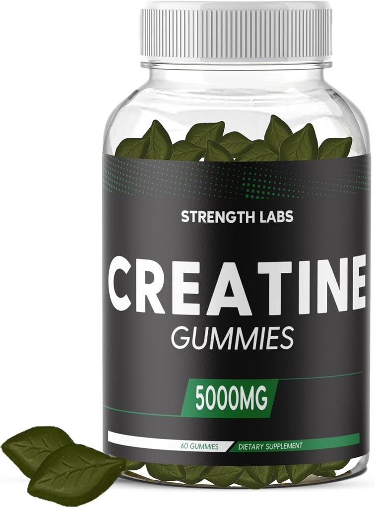 Sokeriton Creatine 5g miehille ja naisille - pureskeltava Creatine Monohydraatti Gummies Rakenna koko L-Theanine & Vitamiini B12 5000mg Kehonrakennus rakentaja vahvuus Lihas - Pre-workout kasvu