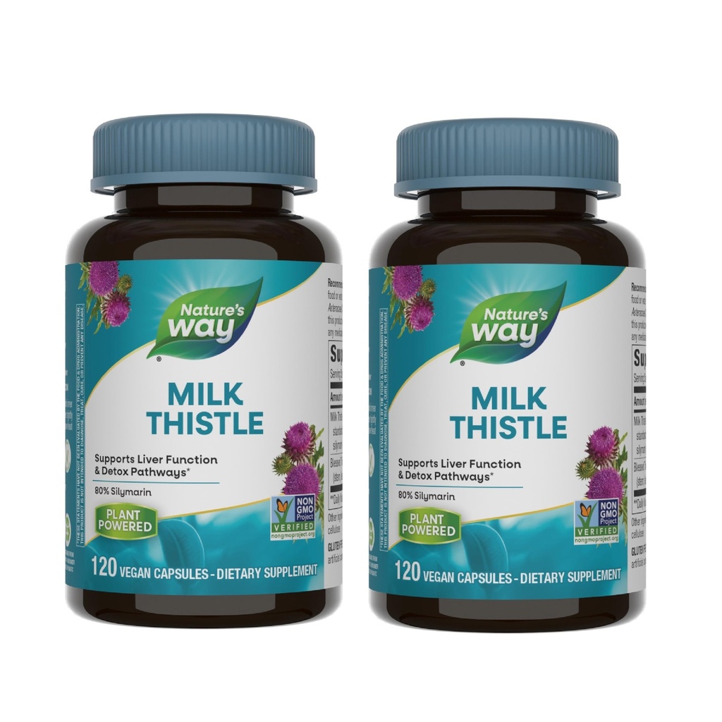 Nature's Way Milk Thistle, tukee maksan toimintaa ja detoxification Pathways*, 175 mg Milk Thistle Seed Extract Standardoitu 80% Silymarin per Serving, 120 kapselia (Pakkaus toukokuussa Vary) - 2 pakkaus