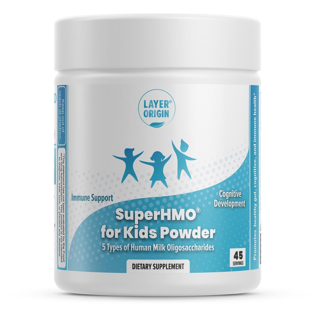 SuperHMO Prebiotic Mix lapsille - 5 HMOs Gut, Digestion, ja Cognitive Health, Powder, 45 Tarjoilut