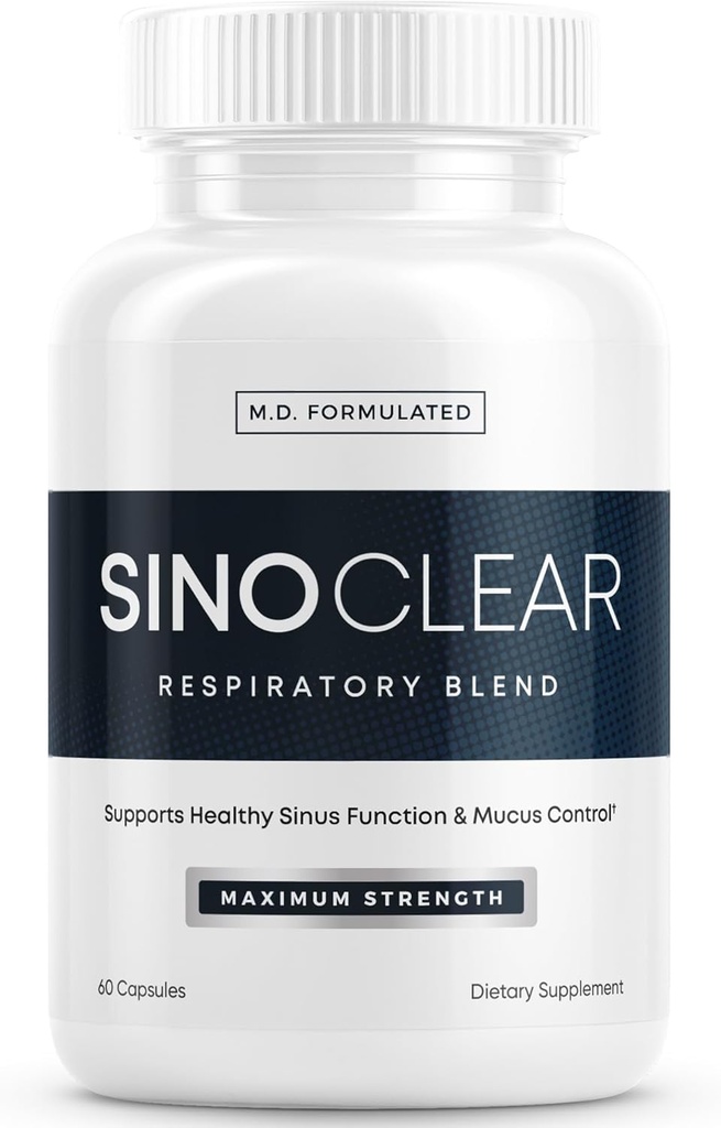 SinoClear Lung Detox & Sinus Pressure Relief Supplement (60 kapselia): puhdas ja luonnollinen Nasal Decongestant, Sinus Relief, & Lung Cleanse Blend - NAC, Andrographis, & Thyme Leaf - GMO-vapaa & Made in USA