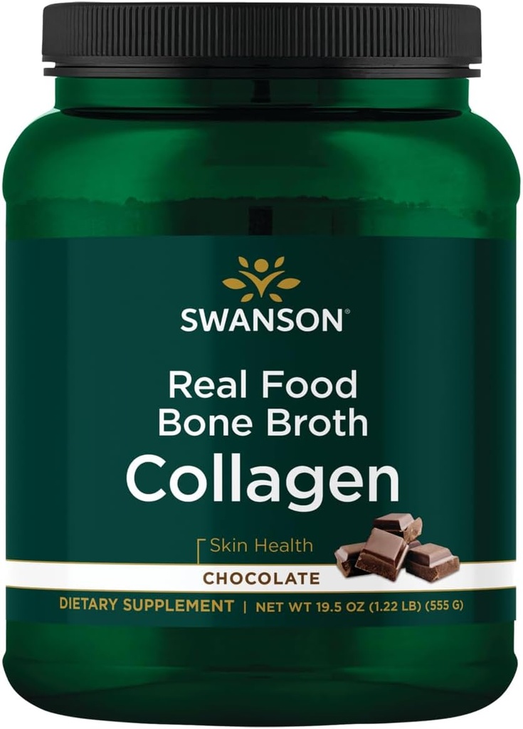 Swanson Real Food Brone Broth Collagen - suklaa 19,5 oz Pwdr