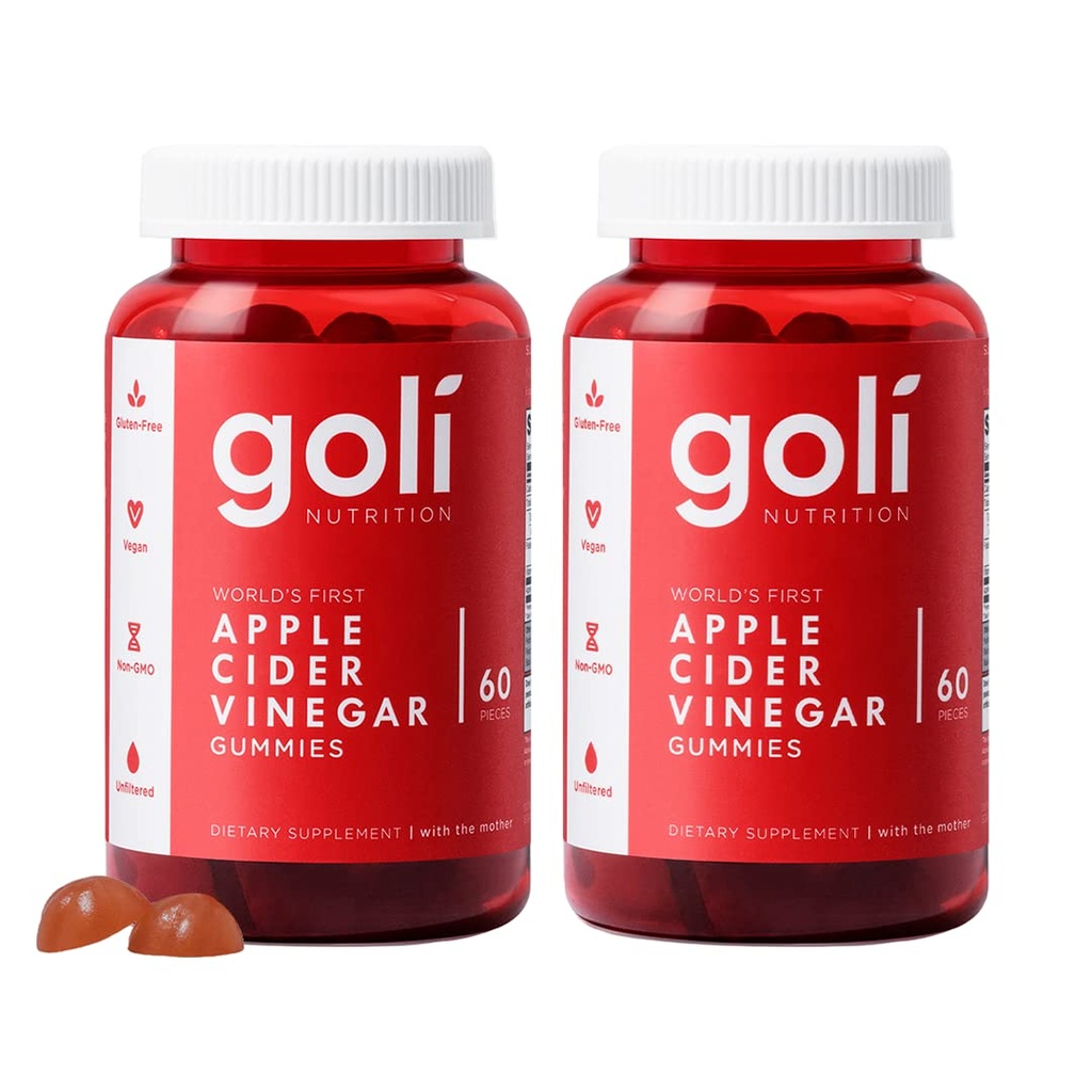 Goli Nutritional Supplement, Apple Cider Vinegar Gummy Vitamins Nutrition, 2 Pack med 60 Count