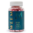 WEEM Hair Skin och Nails Gummies - stöder hälsosamt hår - Vegan biotin vitaminer för kvinnor och män stöder snabbare hårväxt, starkare naglar, hälsosam hud, extra styrka (1)