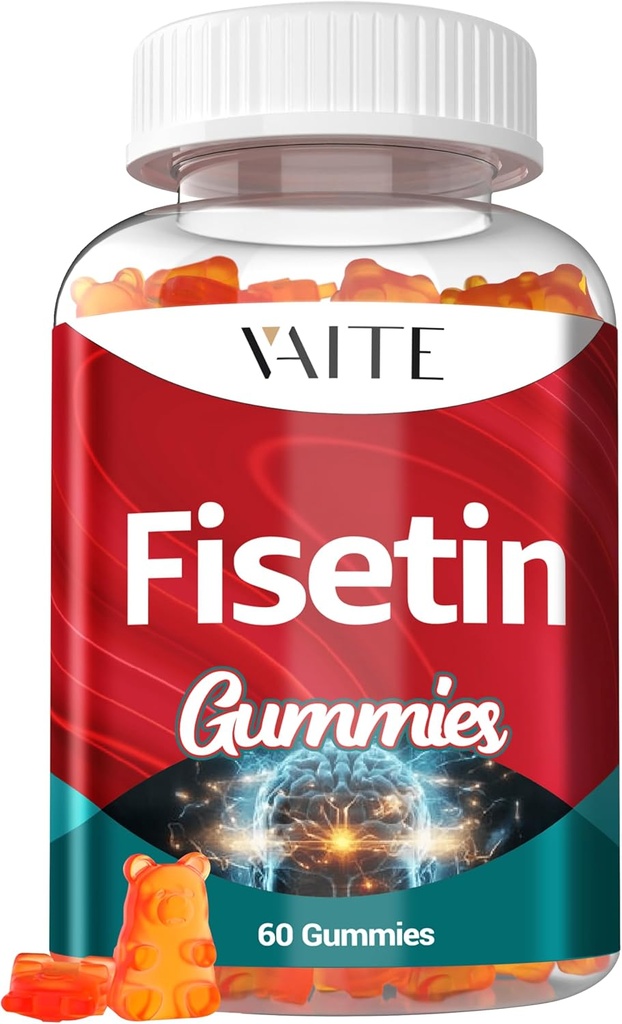 Fisetin Supplements 500mg - Gummy Supplement, kraftfull antioxidant Blend för Cellular Health Support - Vegan & Non-GMO Formel med Flavonoids & Plant Extracts, Boost Cognitive Function, 60 Gummies