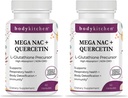 Body Kitchen Mega NAC (N-Acetyl Cysteine) 600 mg med Quercetin, stöder andningshälsa och immunfunktion och främjar lever och njure Detox, Veggie Caps, (Pack of 2)