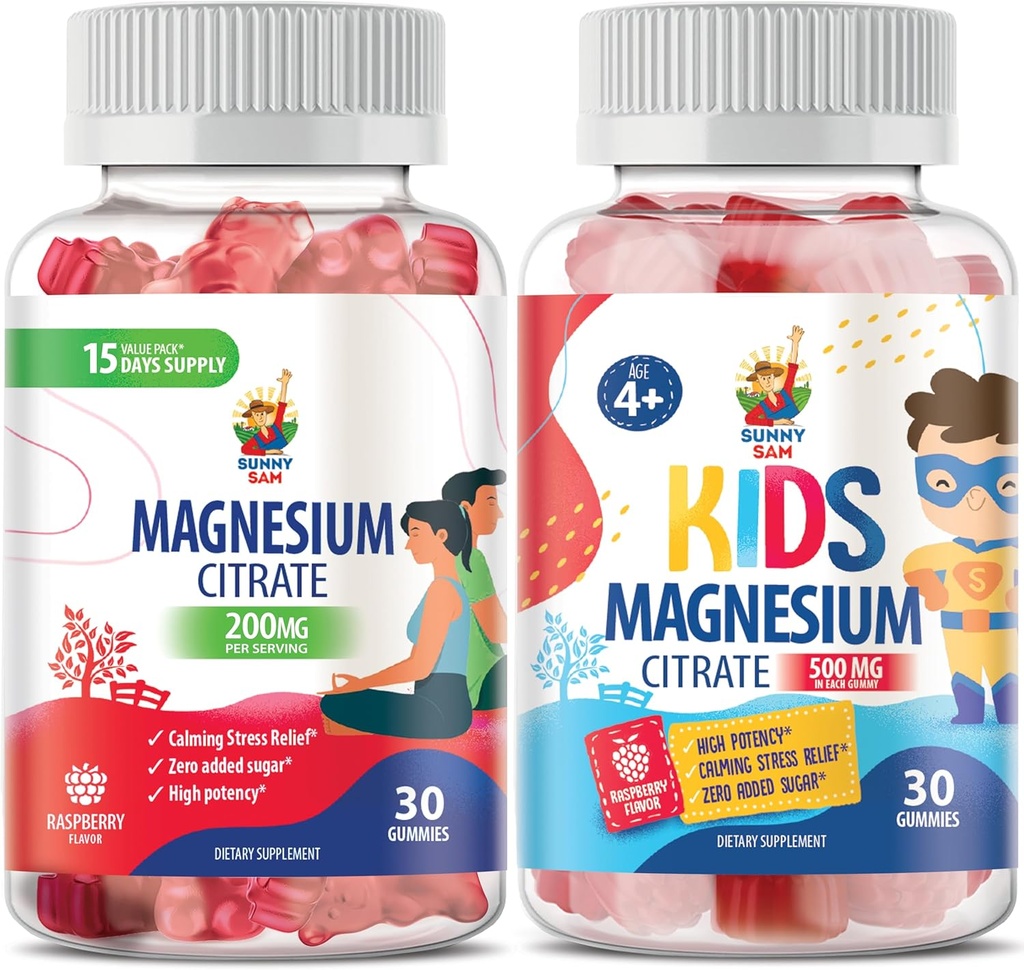 Magnesium Gummies lapsille 500 mg ja magnesium Gummies aikuisille - 100mg. Rauhallinen Magnesium Chews - Magnesium Citrate Pureskeltava täydentää mielialan ja lihasten tuki