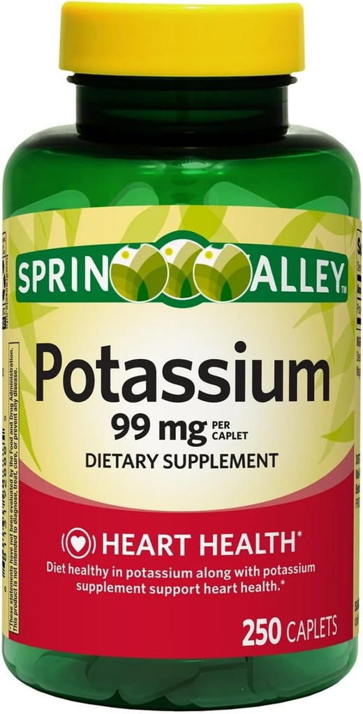 Kalium Heart Health Supplement Caplets, 99 mg, 250