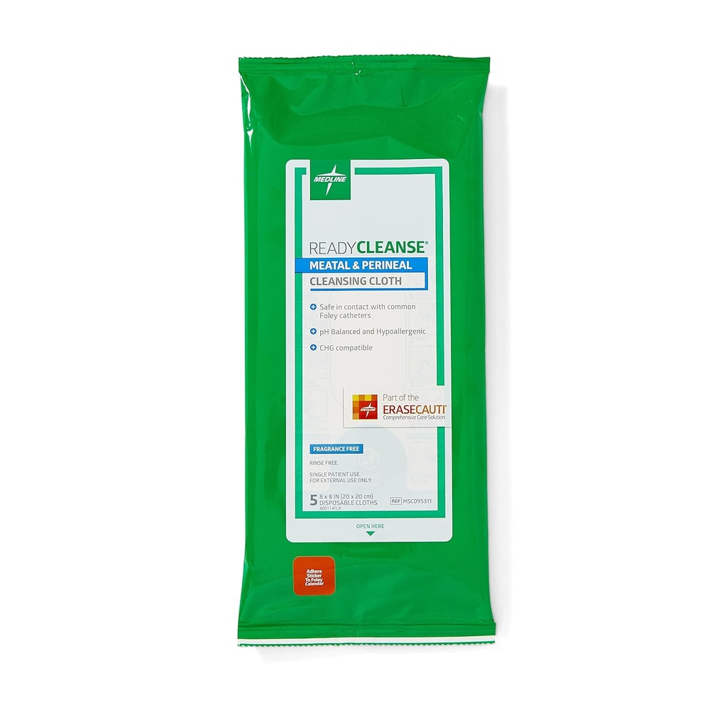 Medline Readycleanse Meatal och Perineal Cleansing Cloth, Fragrance Free, Hypoallergenic, 8 "x 8", 5 Count (Pack of 30)