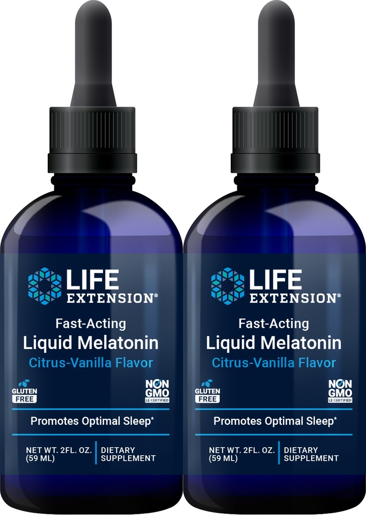 Life Extension Nopeasti toimivat nestemäiset melatoniinit (Citrus-Vanilla), 2 Fluid Ounces (Pack of 2)