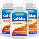 Best Naturals Kalsium Magnesium D3-vitamiini 1500 mg Tarjoilu 180 tablettia (180 laatikko 3)
