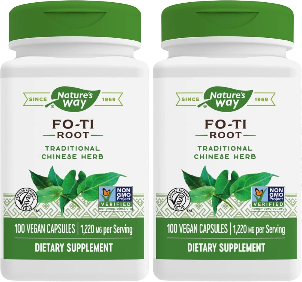 Naturens Way Fo-Ti Root, traditionell kinesisk ört, 1,220 mg per portion, 100 kapslar (Pack of 2)
