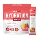 SkyMD Hydration + Energi | Electrolytes Powder Packets | Låg socker, natrium, 10 kalorier | 10 vitaminer och mineraler | 150g koffein för ökad fokus och prestanda | Strawberry Lemonade | 14 Sticks