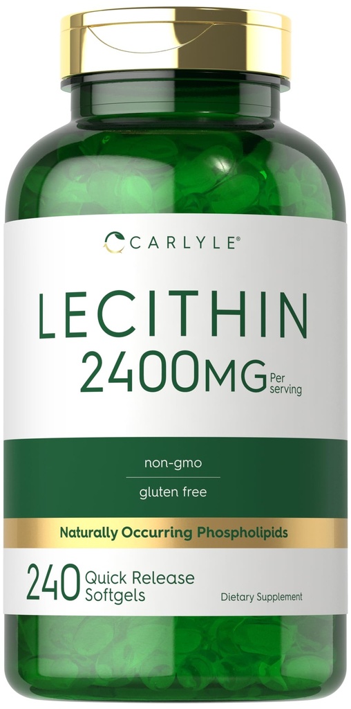 Carlyle Lecithin Supplement | 2400mg | 240 Softgel kapslar | med naturligt förekommande fosfolipid | Non-GMO, Gluten Free