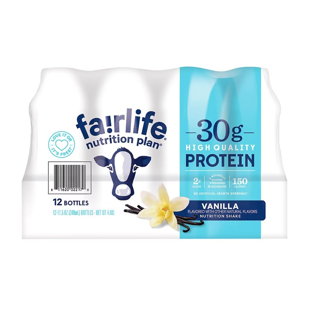 Fair Life Nutrition Plan High Protein Liquid Shake, Vanilla, 11.5 Fl Oz, 12 kpl pakkaus