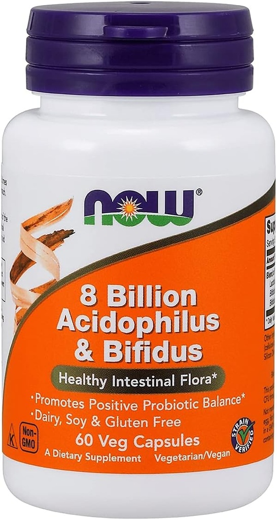 Now Foods Acidophilus & Bifidus 8 miljardia VCaps, 60