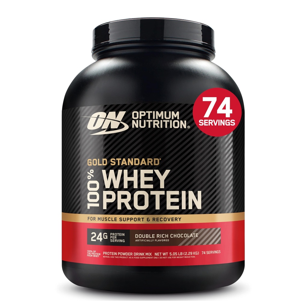 Optimum Nutrition Gold Standard 100% Whey Protein Powder, Double Rich Chocolate, 5 punta (Packaging May Vary)