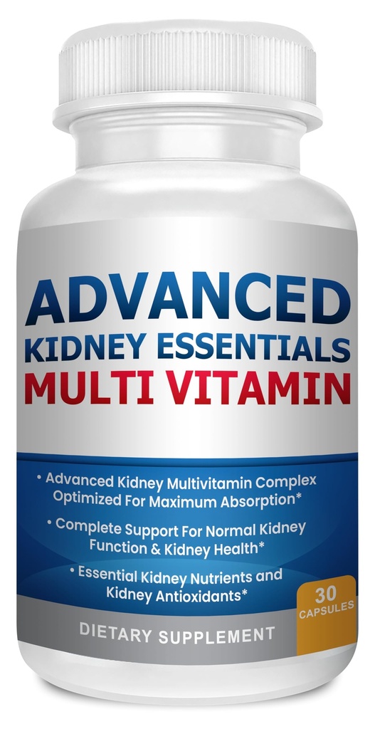 Kehittyneet munuaiset Essentials Multivitamiini. Munuaisten tuki täydentää täydellinen munuaisten terveys. Munuaisten terveys täydentää munuaisten vitamiineja 30 Caps