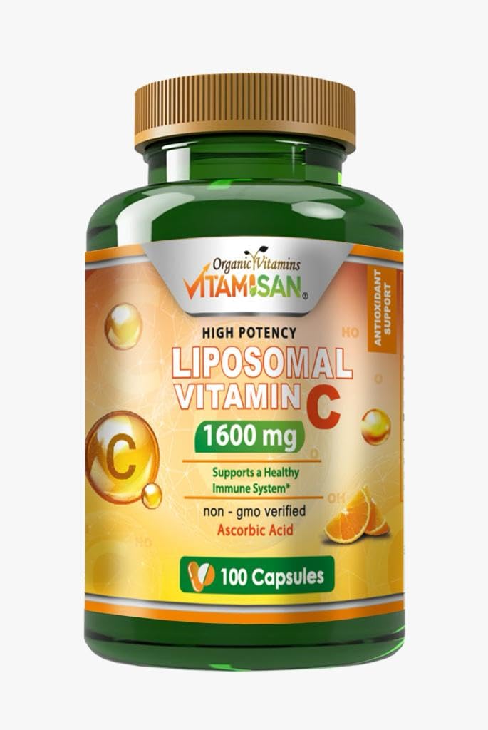 VITAMISAN Liposomaalinen C-vitamiini - 100 kapselia - suuri imeytyminen Askorbiinihappo - voi tukea immuunijärjestelmän ja kollageenin vahvistaminen ei GMO Tehokas antioksidantti