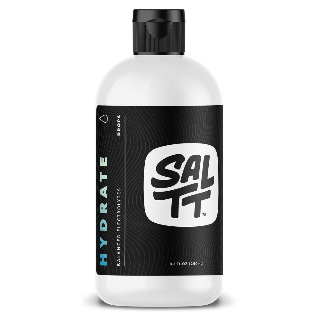 SALTT Hydrate Electrolyte Drops - Keto Diets - Väliaikainen Fasting - Immuunituki - Gluteeniton - Paleo - Natrium-, magnesium-, kalium- ja trace mineraalit - Mauttomat - 8,3 fl oz