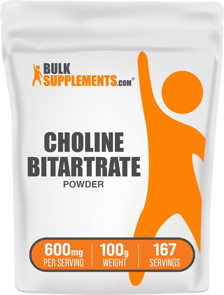 BulkSupplements.com Koliinibitartraattijauhe - Koliini täydentää - makuamaton & Gluteeniton, 600 mg per tarjoilu, 100g (3.5 oz) (pakkaus 1)