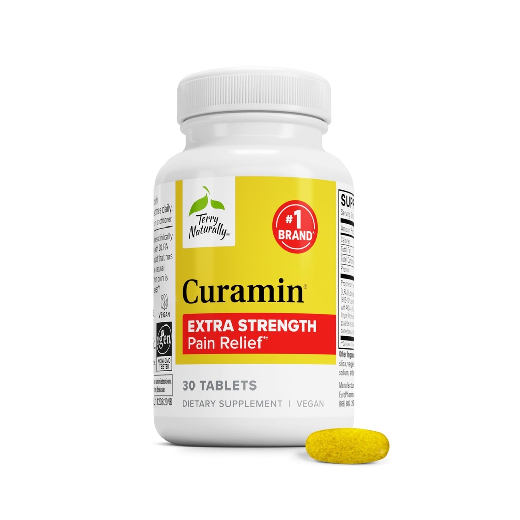 Terry Luonnollisesti Curamin Extra Strength - Curcumin & Boswellia täydennysosa tervettä verenkiertoa tukea - Turmeerinen täydentää tukea nivelet, lihasten terveys & Endorphin tuotanto - 30 tablettia