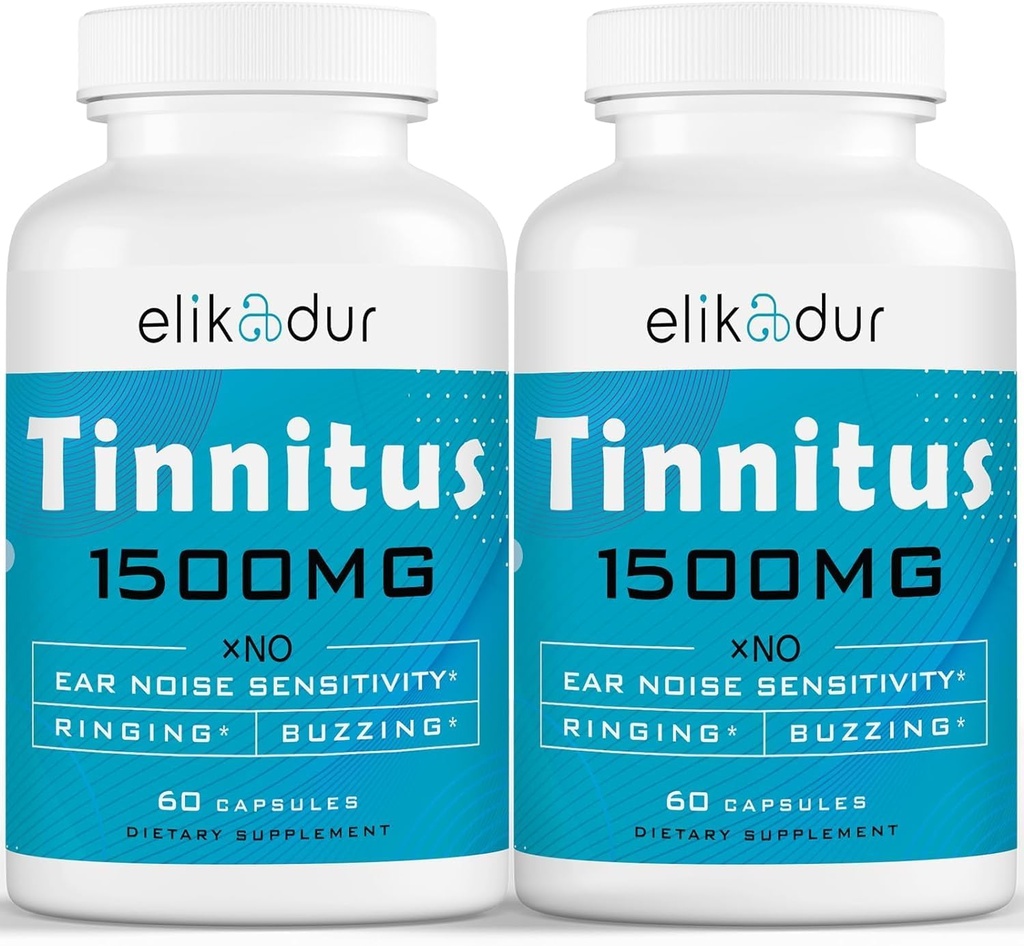 1500 MG Tinnitus sormusten korvalle, tinnitus täydentää korvan sormuksen, yleiskäyttöinen kasviperäisten Blend, korvan tinnitus naisille, (60 Caps, 2- pakkanen)