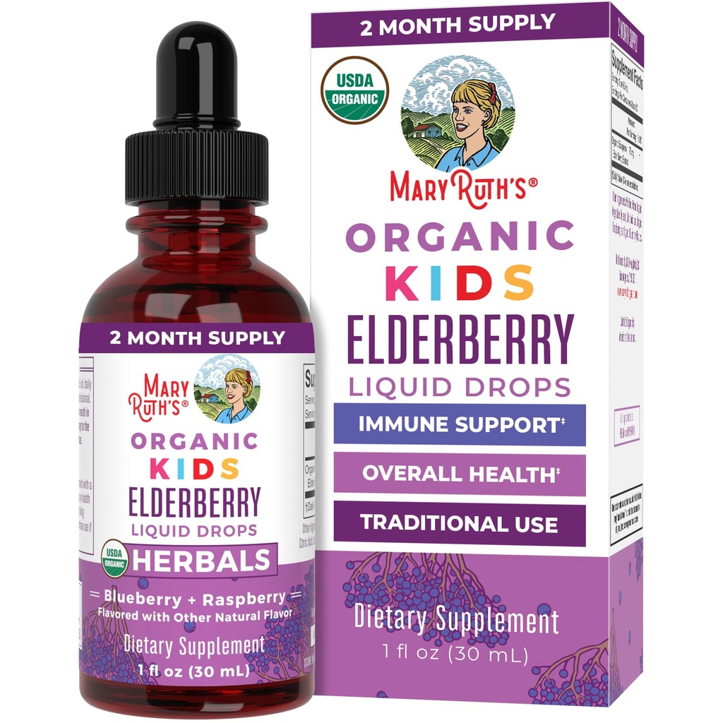 MaryRuth Organics USDA Organic Elderberry Liquid Drops lapsille 
