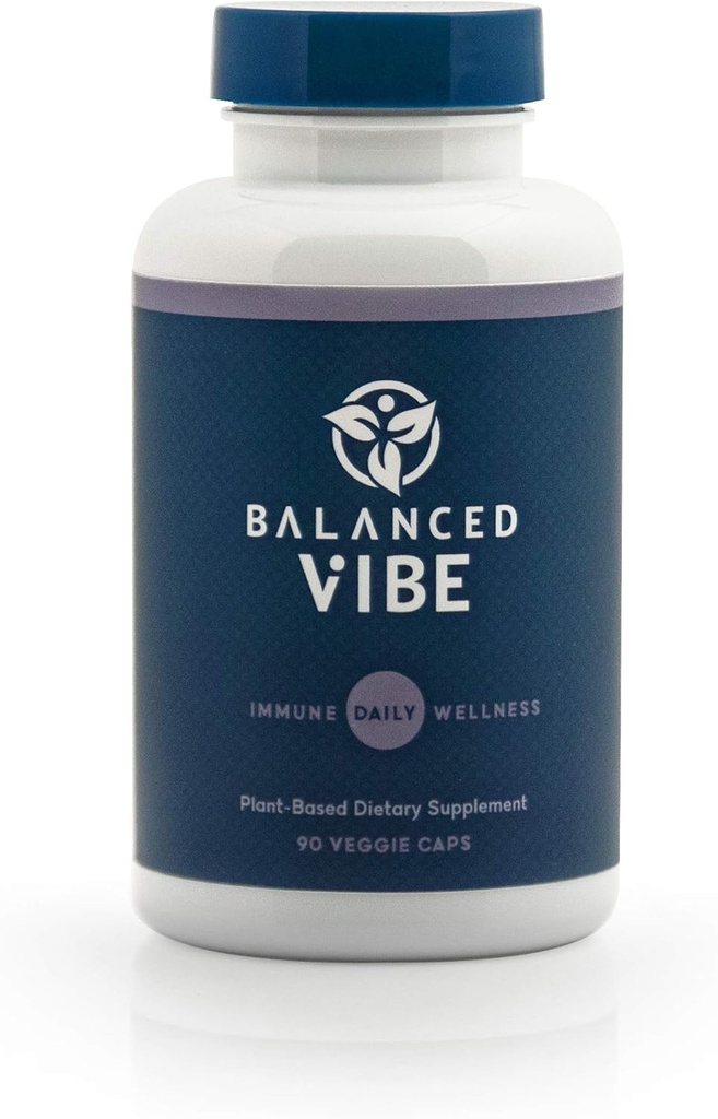 Balanserad Vibe Immune System + Stress Support - 90 Blendable Capsules. Organiska Astragalus, Reishi & Shiitake Mushrooms, Ginseng, Ashwagandha