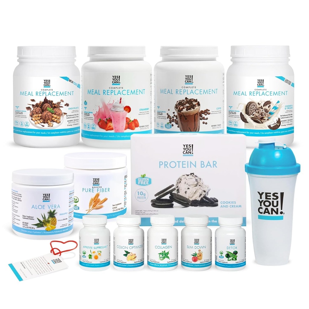 Kyllä voit! All-in-One Kit aterianvaihto Shakes, Aloe Vera Drink Mix, Kuitu Shake Mixer, Proteiini Välipalat, Lisäravinteet - Täydellinen hyvinvointi Kit