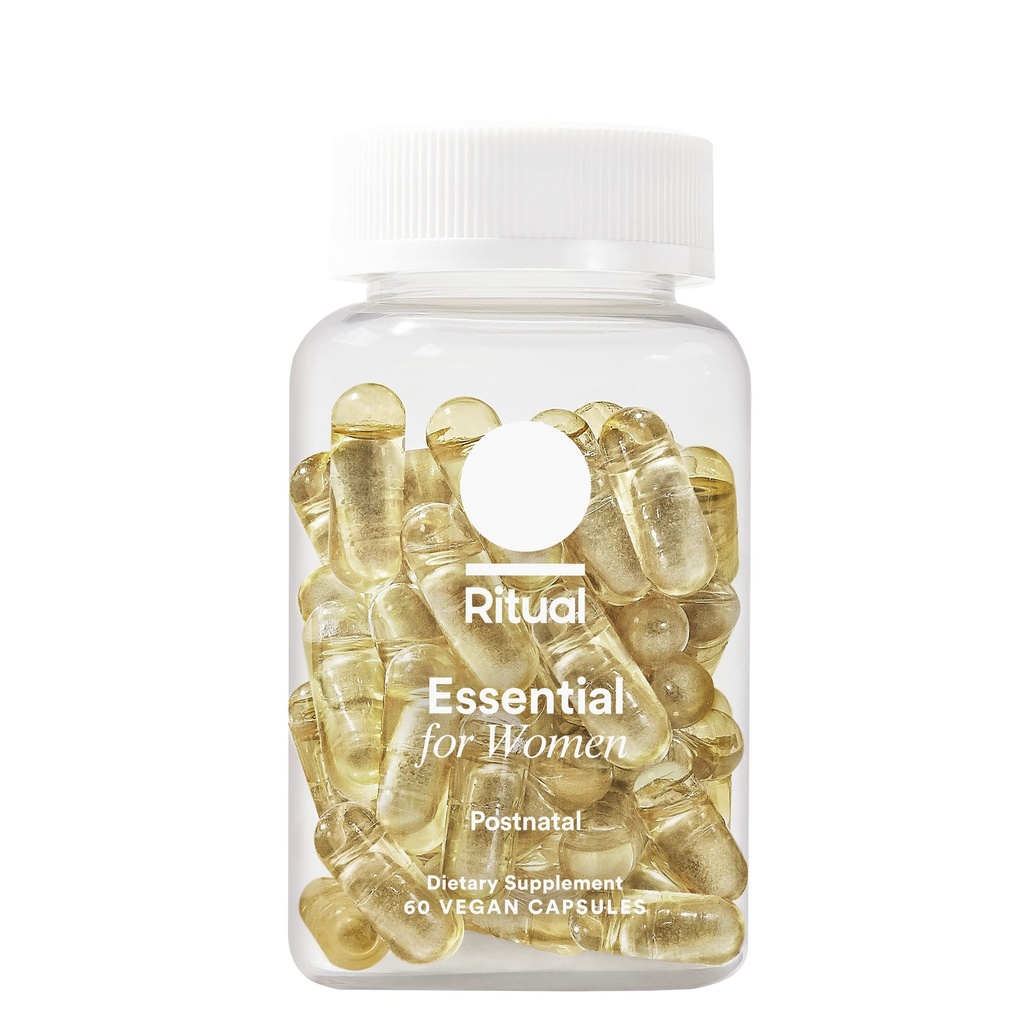 Rituaali Essential for Women Postnatal Multivitamiini - Synnytyksen jälkeinen vitamiini - Omega-3 DHA & Koliinia imetys tuki, A-vitamiini, C, D3 & Sinkkiä immuunitoiminnan tuki*, B12, Jodi, Biotiini, 30 päivää