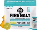 Fire Science Fire Salt Hydration Sticks, Electrolytes & Coconut Water, Hydration Drink Mix med Magnesium, Potassium & Sodium, Zero Sugar, Single Serve On The Go Packs, Lemon Lime Flavor, 32 Count
