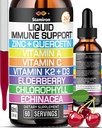 Sinkki Quercetin C-vitamiini D3 Nestemäinen Immuuni Tuki A-vitamiini K2 Echinacea klorofylli ja Elderberry - 9in1 Immuuni puolustus Drops Complex Immuniteetti Health hengitysteiden terveys - 60 tarjoilua