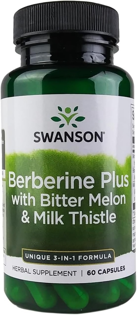 Swanson Berberine Plus Bitter Melon & Milk Thistle - 3-in-1 Formula 60 Caps