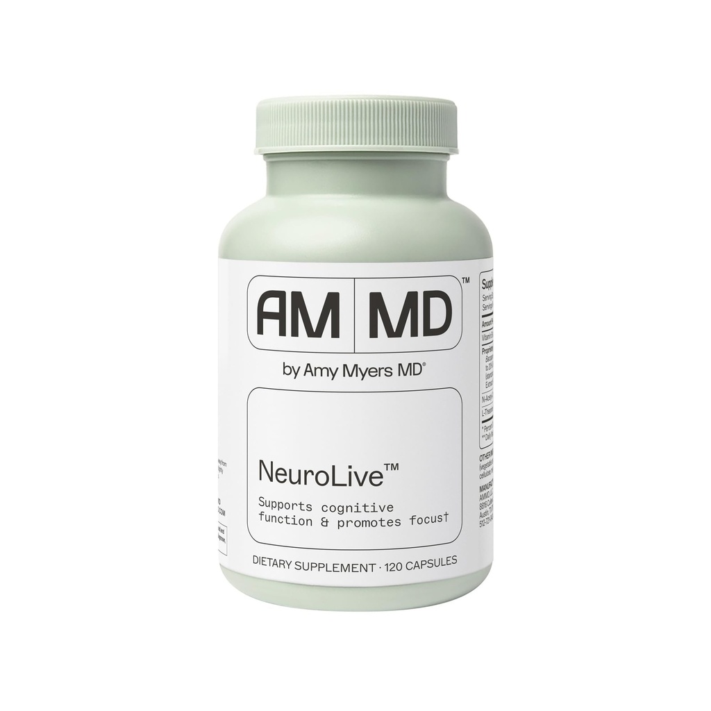 Amy Myers MD NeuroLive - aivojen terveys täydentää kognitiivisen toiminnan & Focus tuki - B-vitamiini - Gluteeniton, ei- meijeri & ei-soy - 120 kapselia (60 tarjoilua)